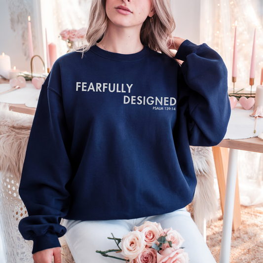 Fearfully Designed Embroidered Sweatshirt - Navy