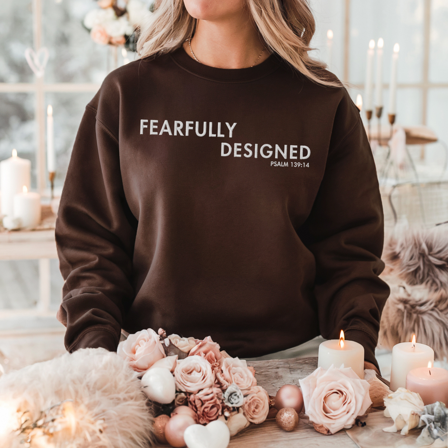 Fearfully Designed Embroidered Sweatshirt - Dark Chocolate
